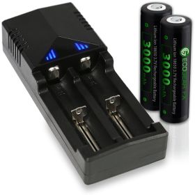 18650 Button Top Batteries With Charger & Storage Case (18650-Kitbt)