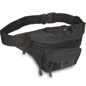 Edc Hunting Tactical Fanny Pack With Usa Flag Patch (Product Color: Black)